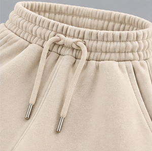 Pantalon de survêtement en molleton pour homme, coupe large, couleur crème, taille élastique avec cordon de serrage, décontracté, hiver - Product Image 5