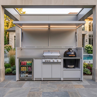 Cuisine extérieure moderne sur mesure, pod BBQ, résistant à l'humidité, au toucher frais, en acier inoxydable, ensemble de cuisine extérieure pour jardin