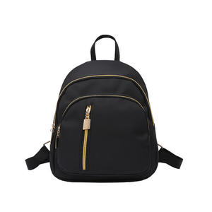 Elegant Mini Nylon <b>Backpack</b> for Women Stylish Black Water Resistant Small Daypack with Gold Zipper Accents custom <b>student</b> bag - Product Image 2