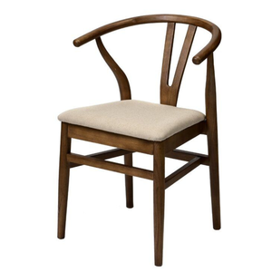 Silla de Comedor de Madera de Teca con Respaldo Curvo Abierto, Asiento Acolchado Confortable y Diseño Elegante para un Comedor con Estilo - Product Image 1