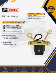 Bobina de encendido para Bajaj Discover 100cc 125 150cc, calidad de exportación para repuestos de motocicletas, India, Orado - Product Image 3
