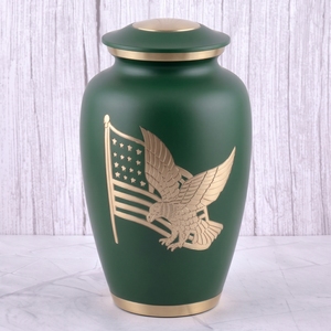 Turquoise Floral Brass Adult Cremation Urn with Polished Silver Finish for Human Ashes <b>Memorial</b> Storage - Product Image 2