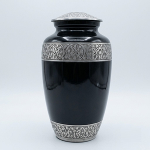 Emerald Green Brass Cremation <b>Urn</b> For Human Ashes Adult <b>Large</b> Funeral <b>Urn</b> Set with Hand Engraved Gold Leaf Band Matching <b>Urn</b> - Product Image 2