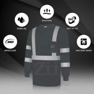 Camisetas de Seguridad para Hombre, 100% Poliéster, Reflectantes, Fluorescentes, ANSI Clase 1, con Luz LED Intermitente, Impermeables, Transpirables, de Manga Larga - Product Image 5