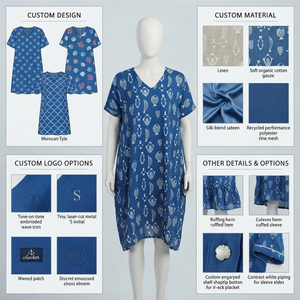 Robe de bain en mousseline de soie bleue pour femme, col en V, imprimé poissons, respirante, coupe classique, style maillot de bain une pièce - Product Image 4