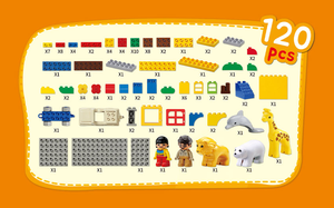 OXFORD TODDLER ABS Big Block Set Plastic Storage Bucket with Animal Figure Building Toy PRESCHOOL Age +3yrs Unisex Made Korea - Product Image 5