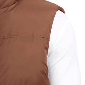 Chaleco Acolchado Marrón para Hombre, Cuello Alto, Cierre de Cremallera, Cortavientos, Ropa Exterior Informal con Bolsillos, para Otoño - Product Image 3