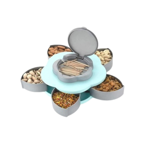 Bandeja giratoria multiusos para dulces y bocadillos con soporte para teléfono, caja organizadora de almacenamiento para uso en fiestas en casa. - Product Image 1