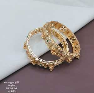 PADMAWATI Private Limited Luxury Tungsten <b>Gold</b> Plated Multi Color Women's <b>Bangles</b> <b>Set</b> Indian Bridal Engagement Anniversary - Product Image 1