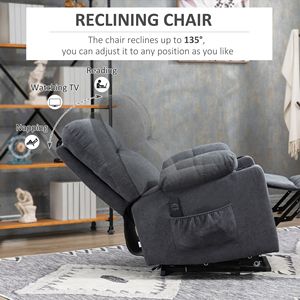 Poltrona Reclinabile Elettrica Oversize Grigio Scuro per Anziani con Telecomando e Porta USB - Product Image 4