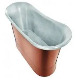 Bañera Ovalada de Cobre Independiente, Bañera Metálica sin Tapa, Bañera para Adultos, Color Marrón, Baño de Lujo - Product Image 1