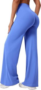 High Waist Seamless Yoga <b>Leggings</b> Women Solid Color Full Length Elastic Waist Pants With <b>Pockets</b> Blue - Product Image 4