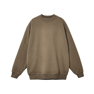 Sweat-shirt à col rond surdimensionné gris uni, coupe classique, pull décontracté en tricot pour homme, hiver, poche avant, respirant, écologique - Product Image 4