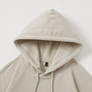 Sweat à capuche unisexe blanc surdimensionné avec poches, en tricot uni, coupe confortable, tissu doux et épais - Product Image 5