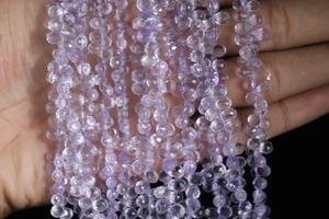 Brazilian Natural <b>Stone</b> Pink Amethyst Faceted Briolette Side Cut Drops 4*6-5*7mm 8 Inches 4*6-5*7mm 8 Inches - Product Image 4