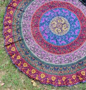 Tapis rond Mandala Paon, décoration murale, tapis de pique-nique, serviette de plage, belle décoration intérieure, nappe à imprimé animal par des consignateurs indiens - Product Image 4