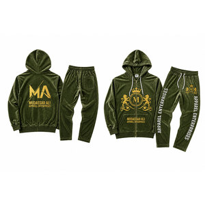 Ensemble de survêtement léger vert vintage pour homme Mudassar for Apparel Enterprises, 100 % polyester, 340 g/m², fermeture éclair intégrale - Product Image 3