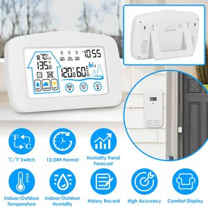 <b>Wireless</b> Indoor/Outdoor 196FT Range Weather Station Clock Thermometer <b>Sensor</b> for <b>Temperature</b> Monitor Air Quality Monitor - Product Image 4