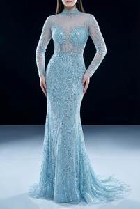 Robe de soirée longue rouge bordeaux de luxe, élégante, avec appliques de sequins et perles, pour femme musulmane, idéale pour les occasions formelles. - Product Image 3