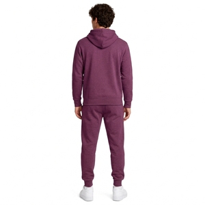 Unisex Purple Hooded Fleece-Lined Streetwear Tracksuit <b>Set</b> 100% Cotton Sweatshirt Pants Drawstring Closure Front Logo Regular - Product Image 2