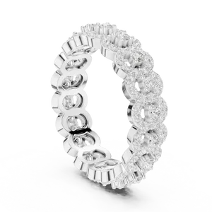 Lab Grown Diamond Eternity <b>Band</b> 925 Sterling <b>Silver</b> Graduated Round Cluster Vintage Wedding Anniversary <b>Ring</b> for Women - Product Image 2