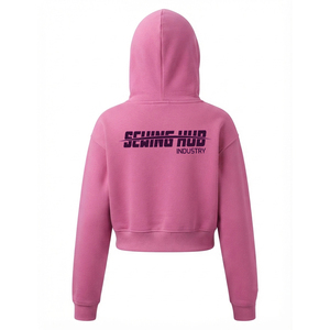 เสื้อมีฮู้ดถักแบบสวมหัวของผู้หญิงเสื้อครอปมีฮู้ดผ้าคอตตอนเนื้อนุ่มผสมแนวสตรีท - Product Image 2