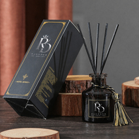 Diffuseur à bâtonnets en verre ambré foncé, série hôtelière, avec bâtonnets en fibre noire, pour hall d'hôtel, chambre, spa, cadeau, fournitures
