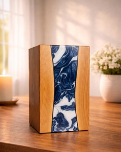 Ocean Wave Wooden Urn for Ashes – Blue White Resin Cremation Urn Ocean Wave Resin Cremation Urn Handmade Ocean Wave Wooden Urn - Product Image 3