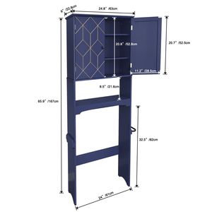 Scaffali da Bagno Moderni con Finiture Dorate, Armadietto Salvaspazio Sopra il WC con Ripiani Regolabili e Porta Carta Igienica - Product Image 2