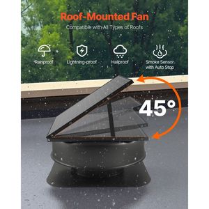 Ventilador Solar para Ático de 42 W con Flujo de Aire de 2800 CFM, Ventilador de Techo Resistente a la Intemperie, Bajo Nivel de Ruido y Adaptador Inteligente de 110 V Incluido - Product Image 6