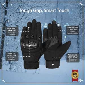 Guantes Tácticos de Motocicleta de Cuero Sintético de Alta Calidad con Protección Rígida en los Nudillos, Forro Polar, Pantalla Táctil, para Ciclismo, Unisex, en Caja de Regalo - Product Image 4