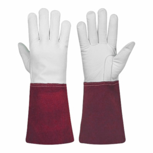 Gants de soudage TIG confortables en cuir de vachette grainé et renfort en cuir croûte, résistants à la chaleur et aux flammes, conformes aux normes CE - Product Image 5