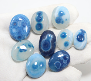 Agate Hakik Soleimani bleue naturelle, cabochon ovale, pierre précieuse en vrac pour la fabrication de bijoux - Product Image 2
