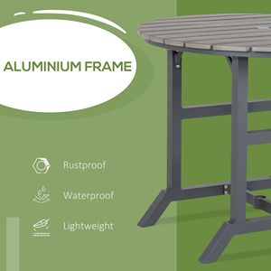 Dark Gray Aluminum Alloy <b>Round</b> Patio Dining <b>Table</b> with Umbrella Hole 4-Seater <b>Folding</b> Outdoor Furniture for Garden or Gym Use - Product Image 5