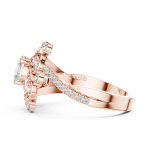 Anillo de Compromiso Art Deco Vinson Project con Moissanita de 2 Quilates, Corte en Racimo, Oro Rosa, Acero Inoxidable, Certificado GRA, Diseño Floral - Product Image 3