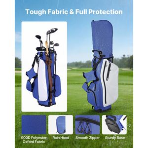 Borsa da golf con divisorio superiore a 7 scomparti, maniglie, doppie gambe di supporto e tasca portaoggetti, stand bag per mazze - Product Image 5