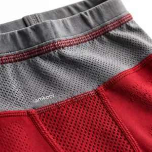 Amkoor <b>Men's</b> <b>Compression</b> Leggings Full Length Red Gray Quick Dry Spandex/Nylon Drawstring Elastic Waist Sport <b>Tights</b> - Product Image 6