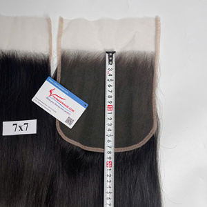 ผมต่อจากเส้นผมมนุษย์เวียดนามสีดำทรงตรงแบบกระดูก2x4ปิดลูกไม้ร้อนขนาดเต็ม - Product Image 3