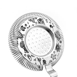 Colador Hawthorne de Acero Inoxidable con Diseño Tiki Hawaiano, Mango Largo y Duradero para Filtrar Cócteles y Vino - Product Image 2