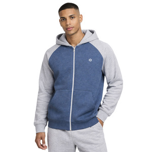 เสื้อฮู้ดซิปตัดต่อผ้าคอตตอนผสมสไตล์สตรีทแวร์ แขนเสื้อแบบแร็กแลน  สำหรับผู้ชาย  รับสกรีนโลโก้  ทรงลำลอง สไตล์ชุดวอร์ม - Product Image 1