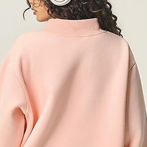 Sudadera Oversize Casual de Algodón con Forro Polar para Mujer, Manga Larga, Transpirable, Hombros Caídos, Cuello Redondo y Cuello Simulado - Product Image 5