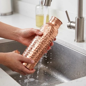 ILAHI's Hammered Copper Eco-Friendly 500ml Tumbler <b>Bottle</b> with Lid Classic Design for Home Office Travel Outdoor - Product Image 3