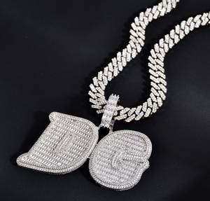 Personalized Name Pendant <b>Necklace</b> With 12mm Cuban Link Chain Custom <b>Initial</b> Letter Jewelry For Hip Hop Fashion And Birthday - Product Image 4