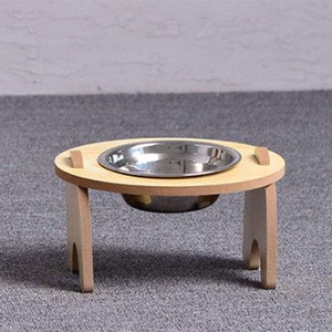 Bol pour chien en bois naturel, métallique, grand format, écologique, imperméable, design moderne - Product Image 1