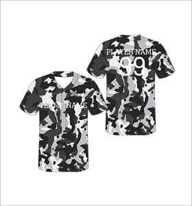 Custom Grey Black <b>Camo</b> Baseball Jersey Button Down Team Uniform Personalized Name Number Sublimation Sports Shirt - Product Image 1