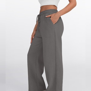 Nouveauté : Pantalon de jogging gris personnalisé pour femme, brodé, coupe large, en molleton doux, pantalon de survêtement pour femme - Product Image 3