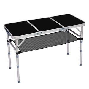 Tavolo da Campeggio Pieghevole da Esterno 3ft, Tavolo da Picnic Portatile con 3 Altezze Regolabili, Piccolo, in Alluminio, Leggero e Richiudibile per Patio e Parco - Product Image 3