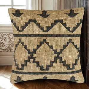 Housse de coussin carrée de qualité supérieure, élégante, en tissu de laine naturelle et de jute tissé, pour la maison et l'hôtel, avec design de soutien dorsal - Product Image 2