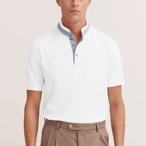 Polo homme personnalisé avec logo brodé, col côtelé, design tendance, tissu piqué 50% coton / 50% polyester, 215 GSM, parmi les plus vendus - Product Image 1