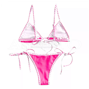 Ensemble de bikini tendance pour femmes, motif à carreaux, taille haute, deux pièces, imprimé vichy vintage, maillot de bain, vêtements de plage d'été - Product Image 3